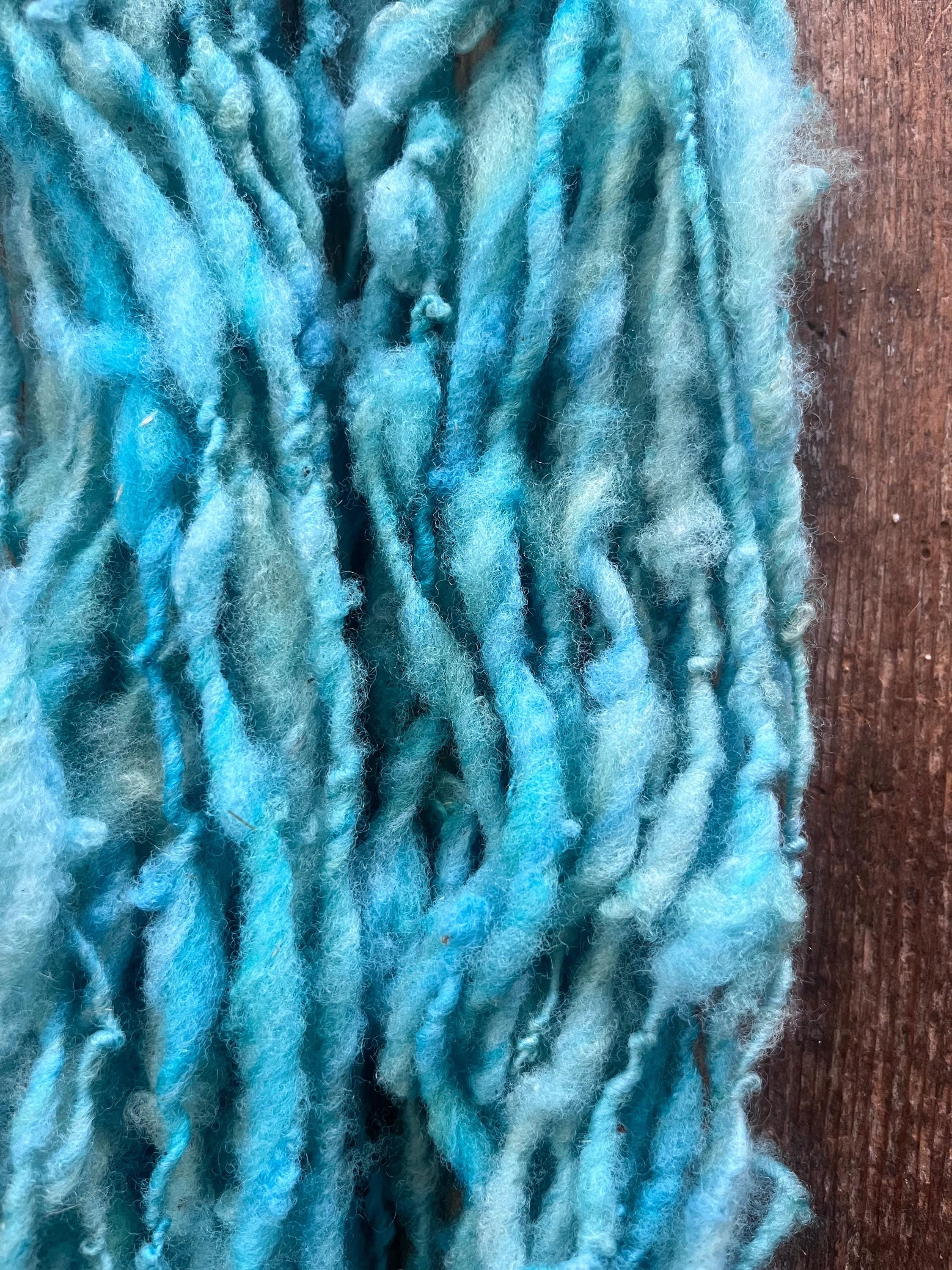 Orinoco Flow - handspun textured blue art yarn - Thumbnail 4
