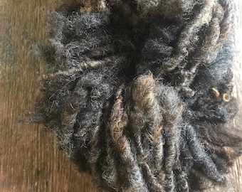 Dark undyed corriedale handspun yarn, 20 yards corriedale wool