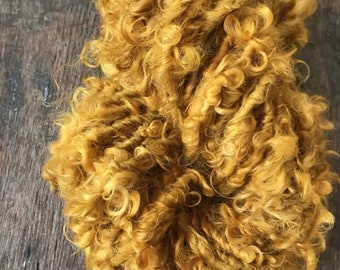 Honey Mustard Lincoln wool locks yarn, 20 yards