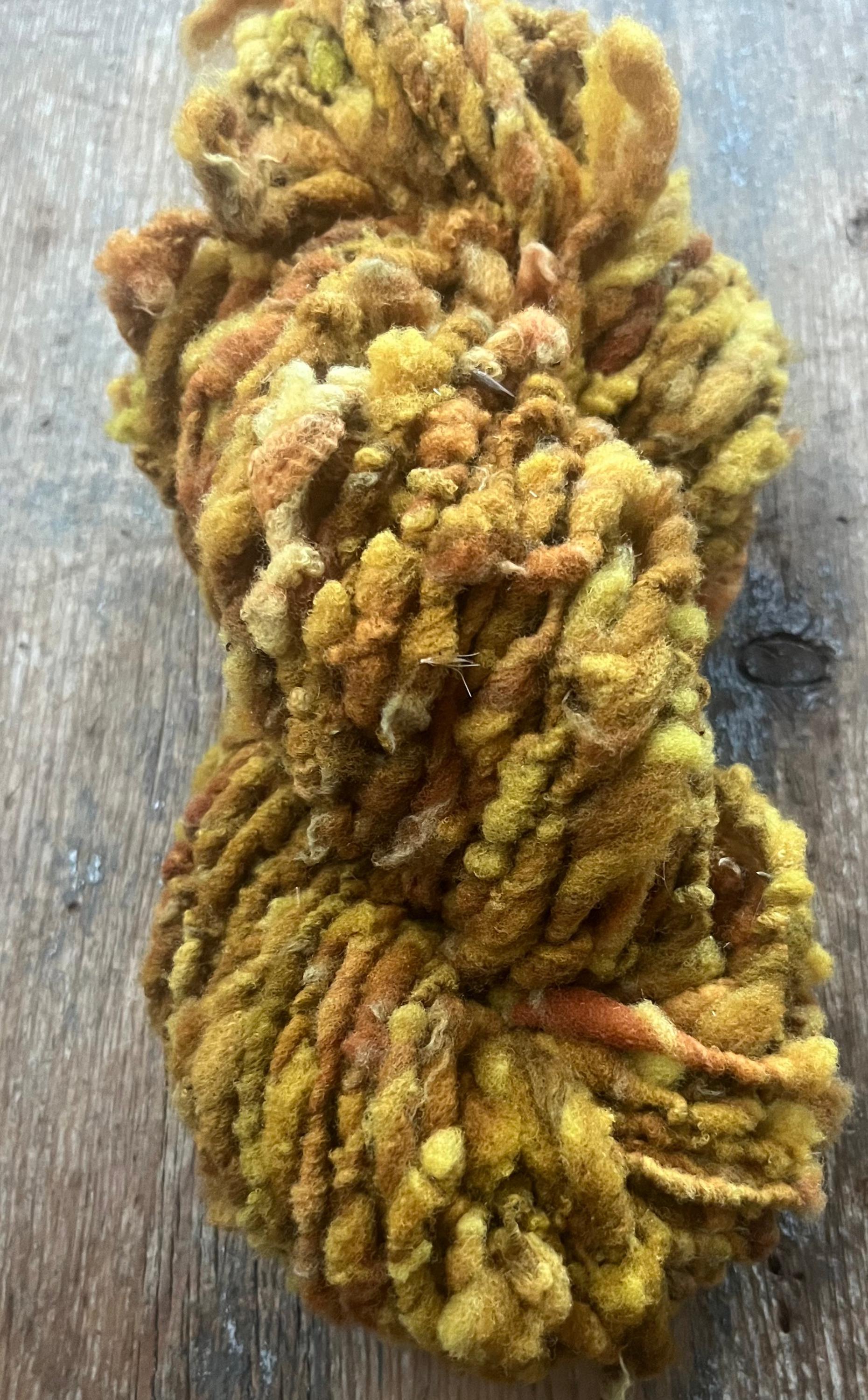 Maize - 50 yards nubbly handspun southdown wool art yarn - Thumbnail 2
