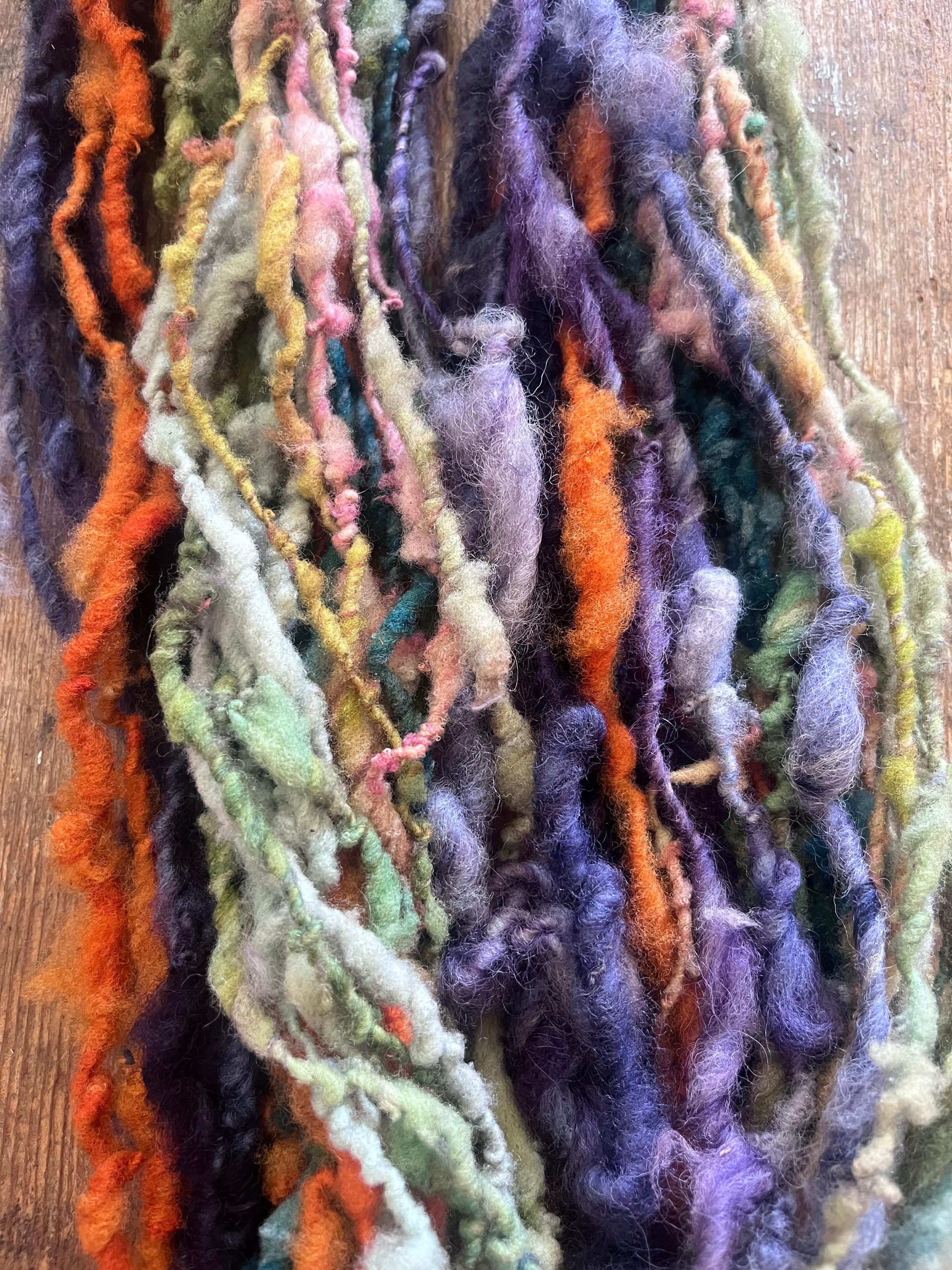 Hopeful - 60 yard scrappy rainbow art yarn skein - Thumbnail 3