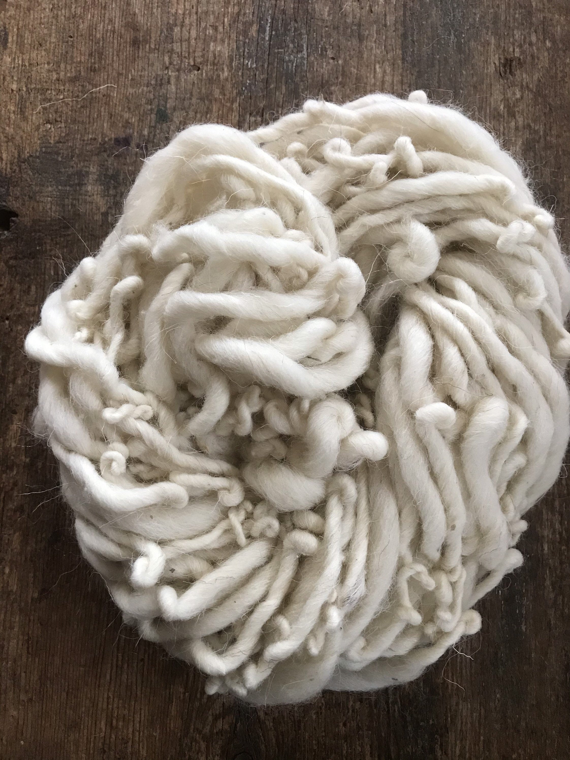 White handspun yarn, 50 yards - Thumbnail 6