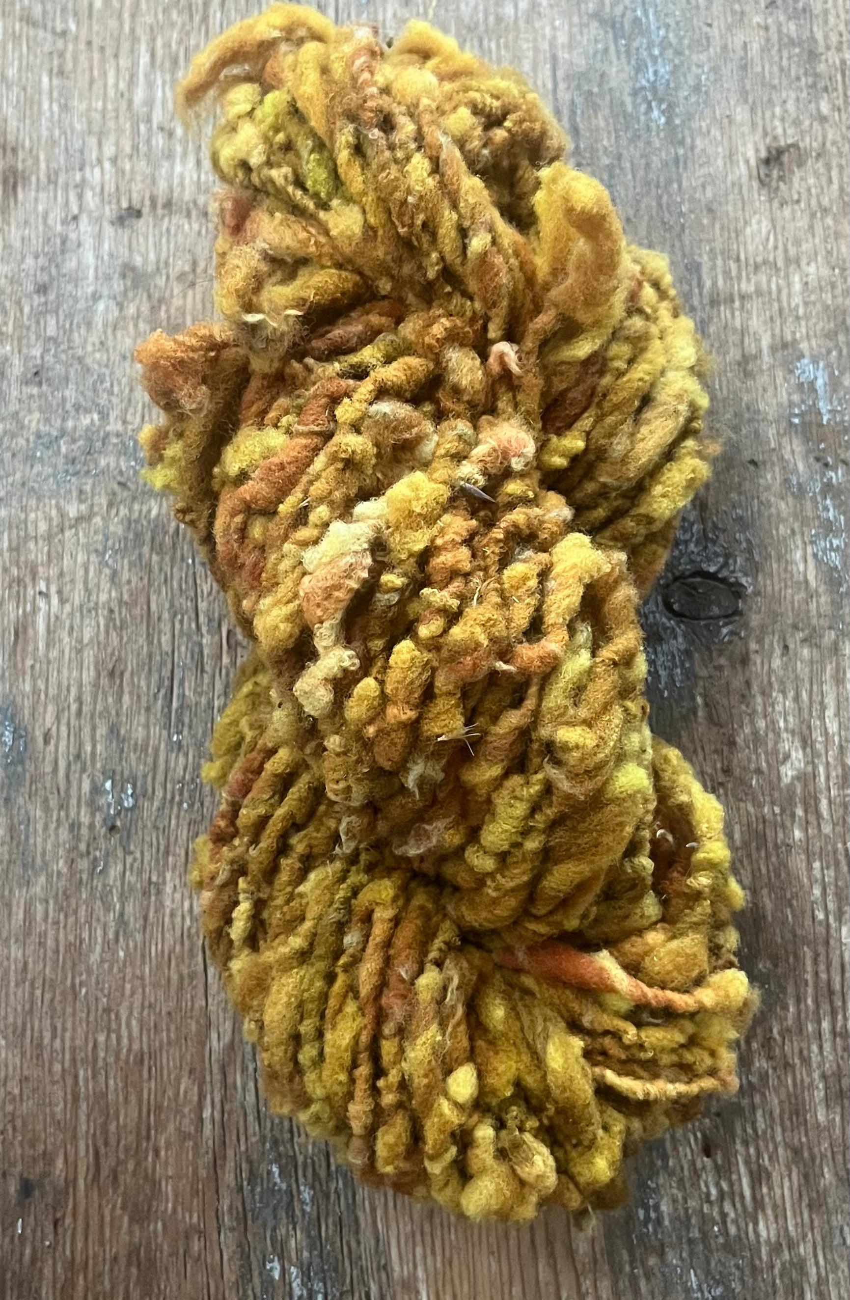 Maize - 50 yards nubbly handspun southdown wool art yarn - Thumbnail 4