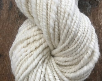 Coopworth lamb wool 2 ply white handspun yarn