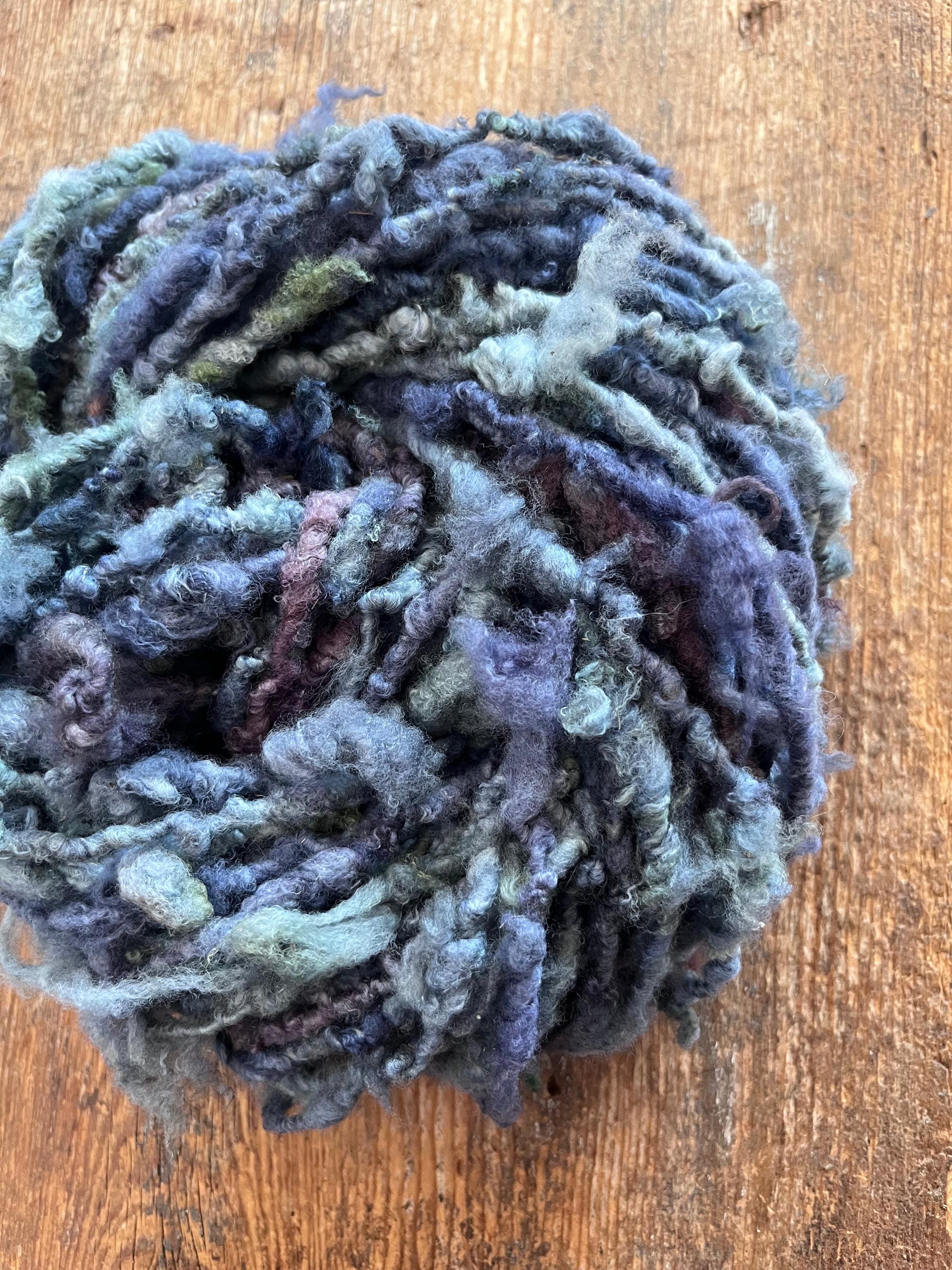 Ferris Wheel - nubbly Southdown wool art yarn, purples and blues - Thumbnail 5