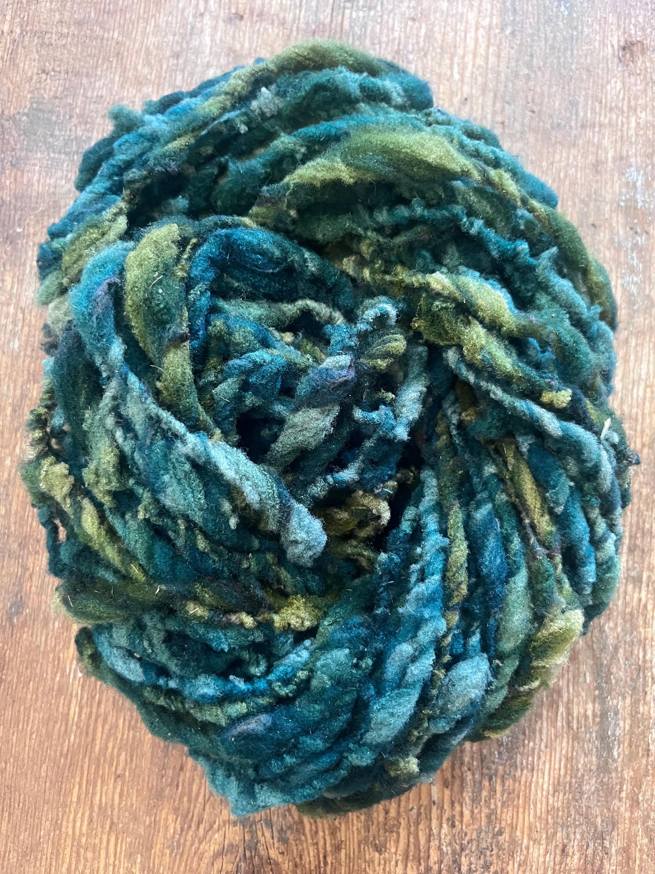 Symbiotic - blue green nubbly squishy Southdown wool art yarn - Thumbnail 5