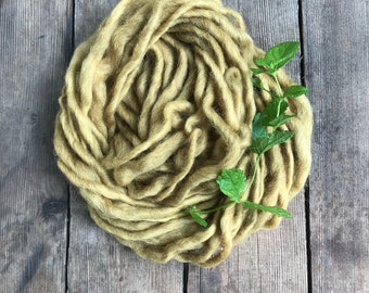 Peppermint naturally dyed handspun yarn, 20 yards