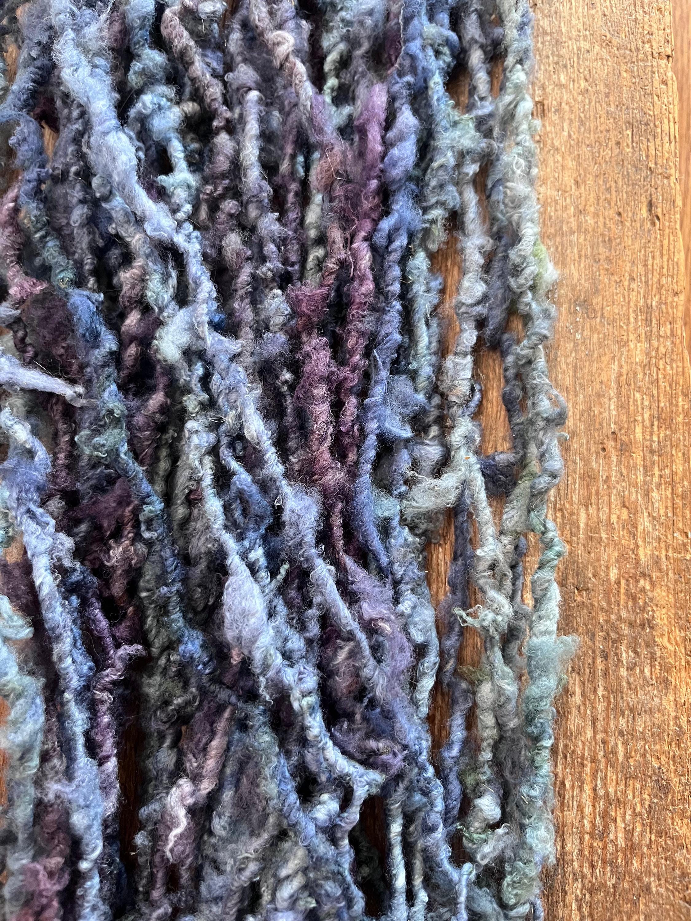 Ferris Wheel - nubbly Southdown wool art yarn, purples and blues - Thumbnail 7