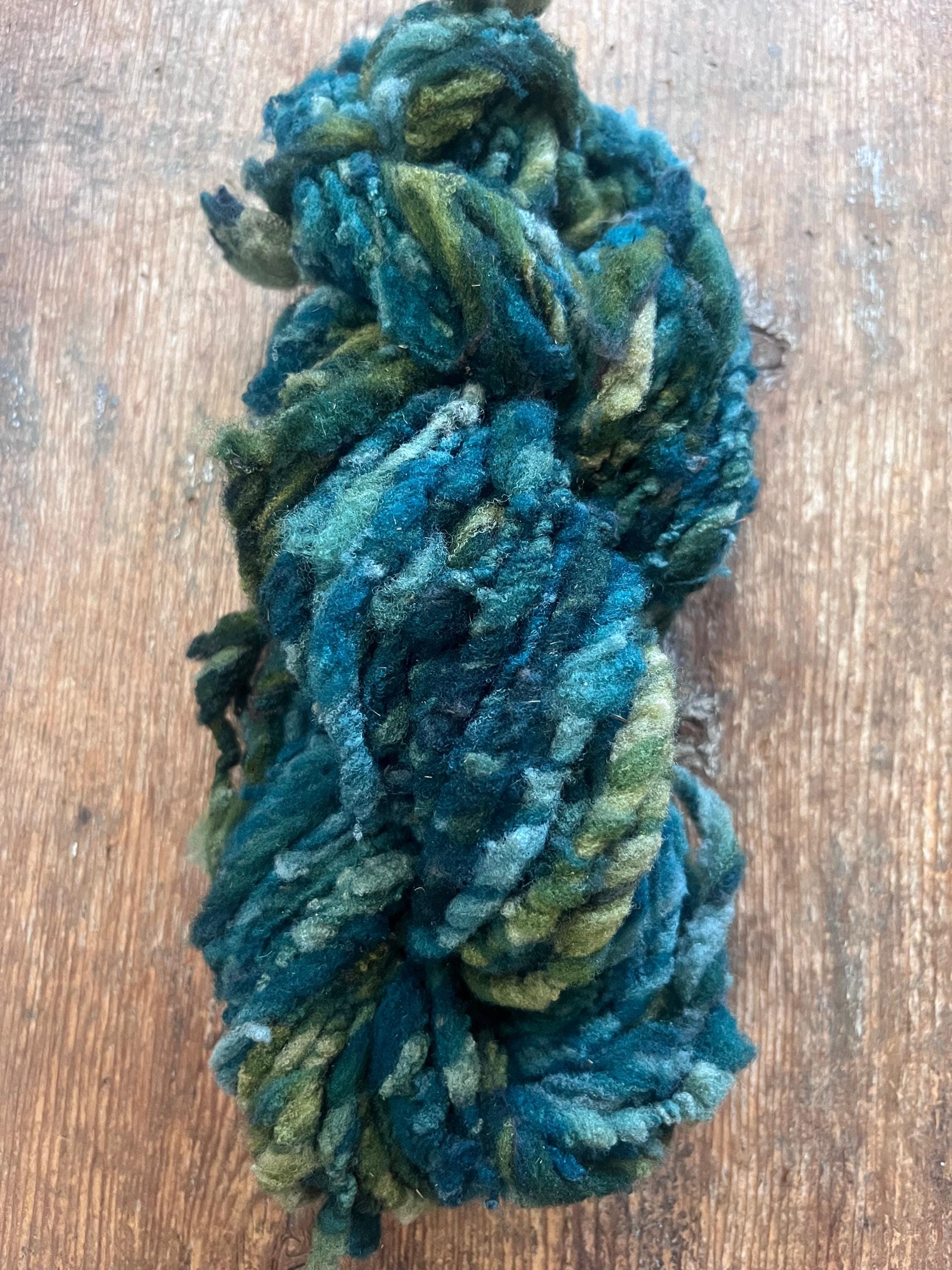 Symbiotic - blue green nubbly squishy Southdown wool art yarn - Thumbnail 7