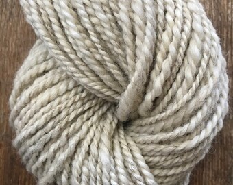 Handspun white 2 ply yarn, 60 yds