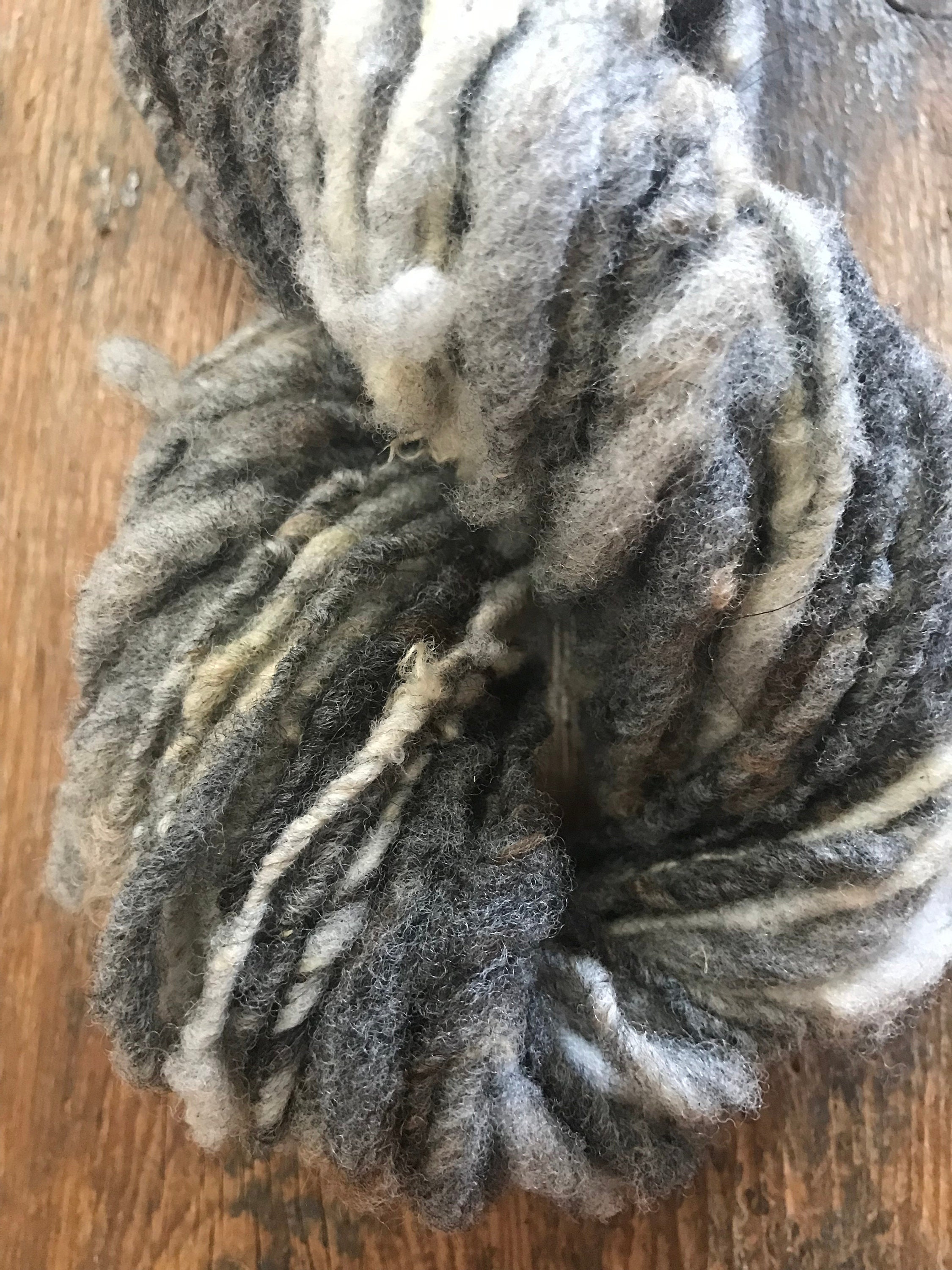 Grey undyed corriedale handspun yarn, 50 yards corriedale wool - Image 1