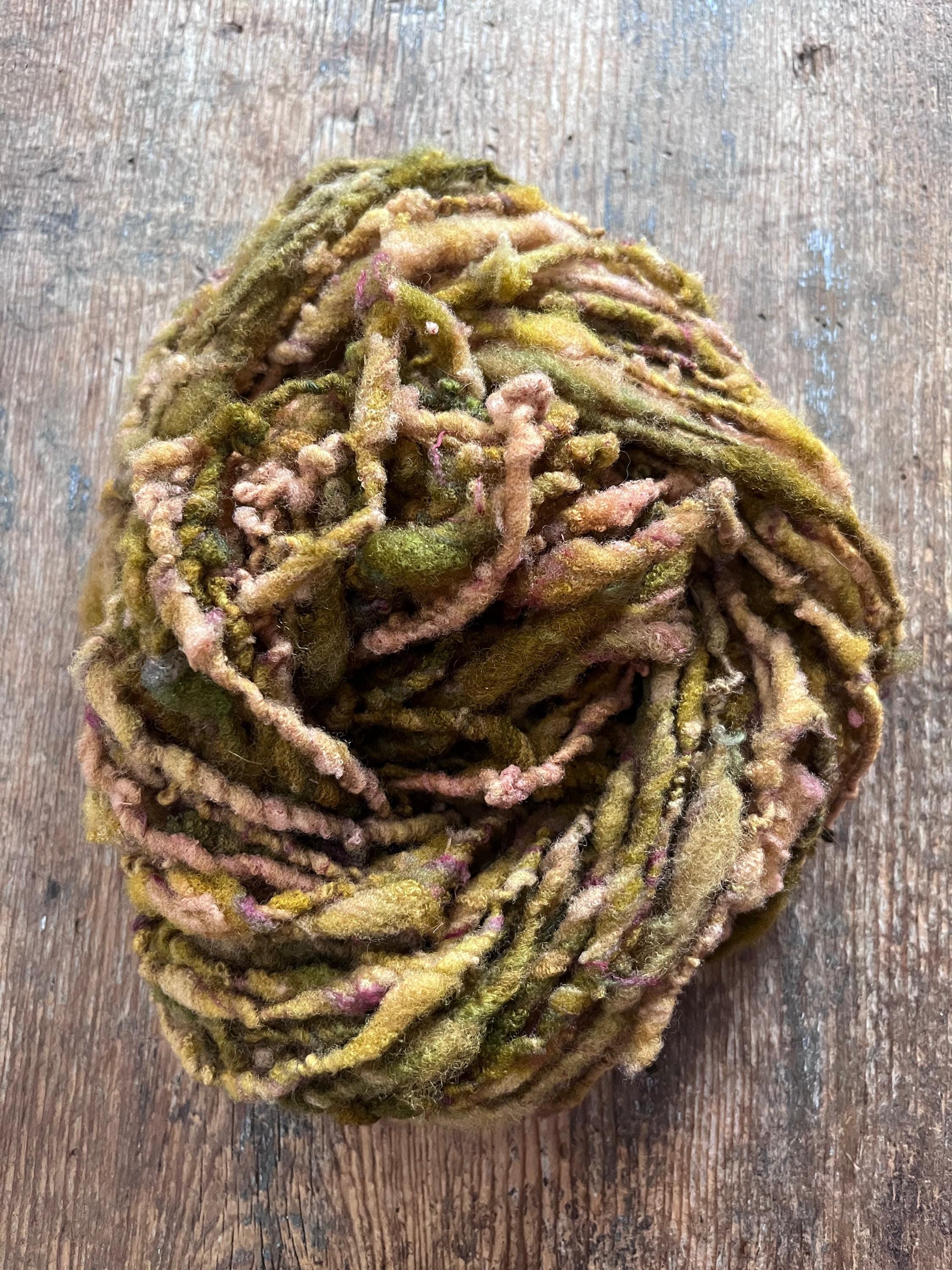 Hellebore, handspun nubbly squishy chunky handspun Southdown wool art yarn - Thumbnail 5