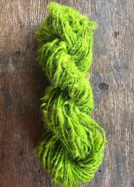 Chartreuse Lincoln wool locks yarn, 50 yards