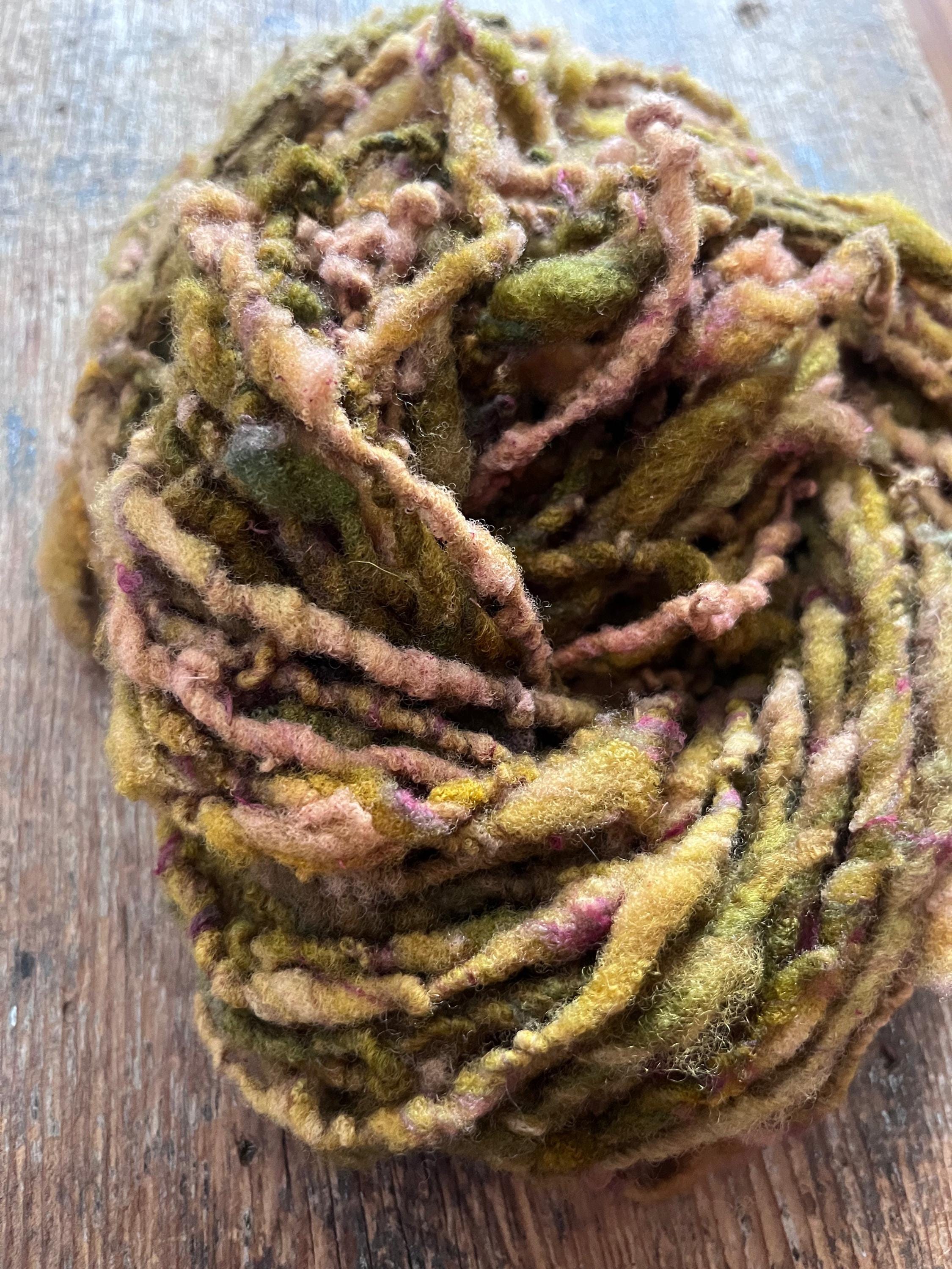Hellebore, handspun nubbly squishy chunky handspun Southdown wool art yarn - Thumbnail 6