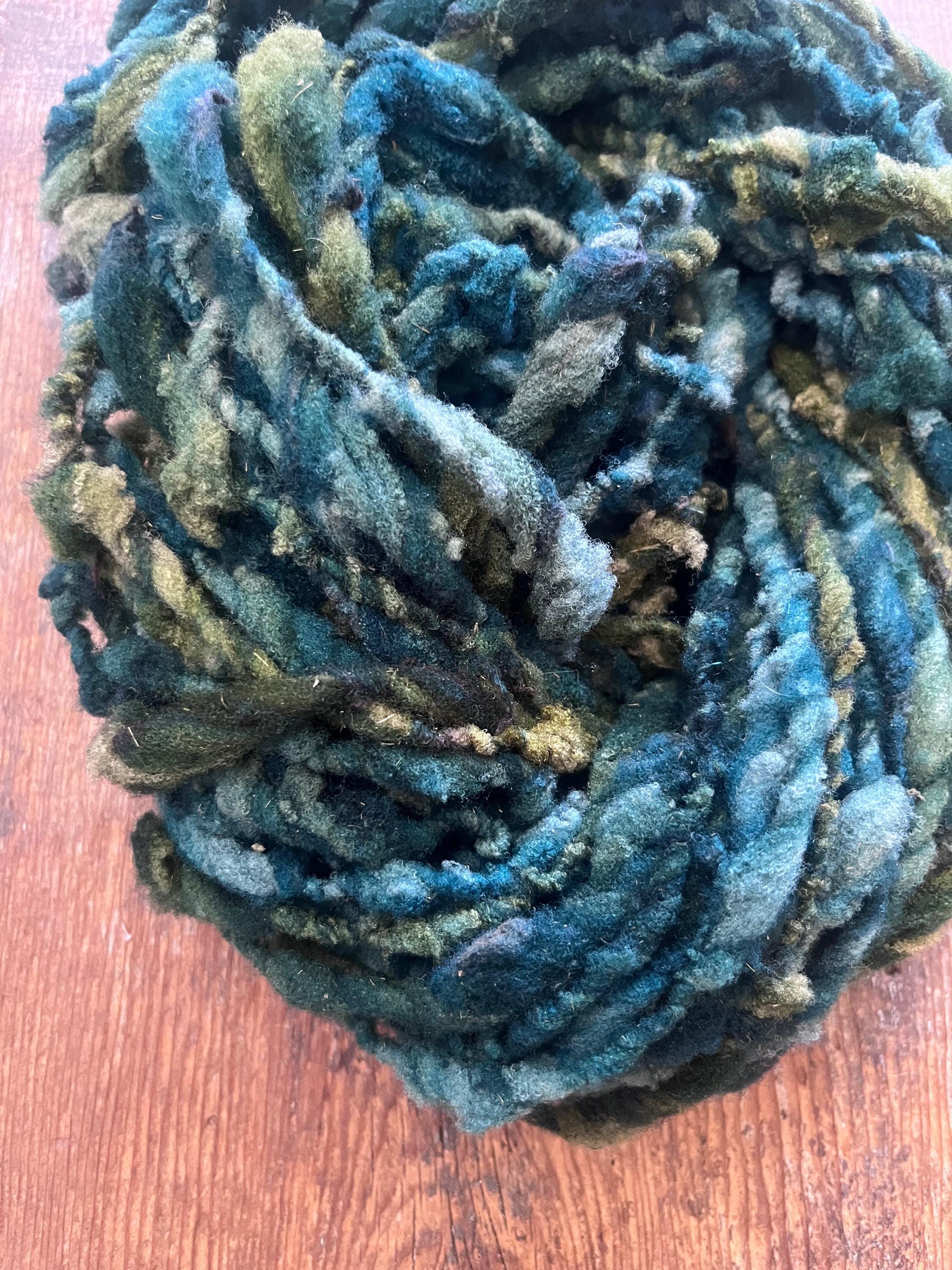 Symbiotic - blue green nubbly squishy Southdown wool art yarn - Thumbnail 6