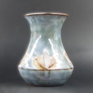 Fremington Pottery “Lotus” Stoneware Vase • Celadon Blue‑Grey Glaze