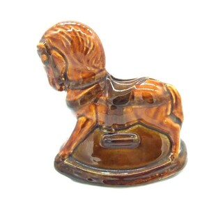 Hand Painted Szeiler Pottery 1950s Rocking Horse Piggy Bank