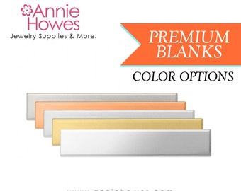 Premium metal Strip rectangle stamping blanks. Bar shape. Metal Blanks, 1/4" x 1 1/2" Strips. Aluminum, Alkeme or Brass. 10 Piece Pack.