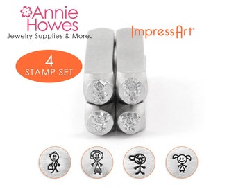 Impressart Metal Stamp Set  - Stick Figure Family Set of Four Design Stamps