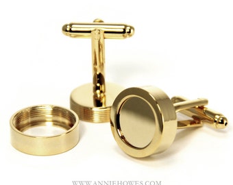 Gold Photo Cuff Links. Make Your Own DIY Custom Photo Cuff Links for the Wedding Party. Annie Howes.