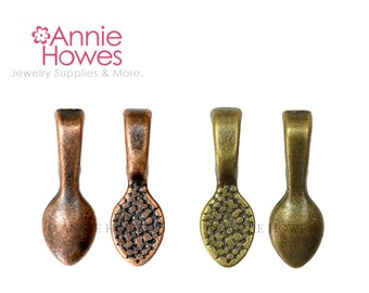 Small Glue Pad Bails. Teardrop Shaped Bails in your choice of color. Vintage Copper or Vintage Gold / Bronze.