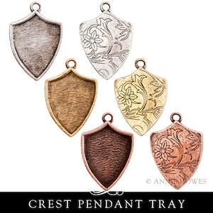 Crest Shaped Pendant Tray with Ornate Back. Choose your color. - CPS Nunn Design