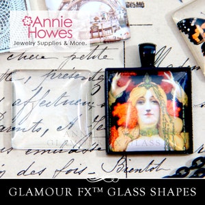 Verre transparent carré de 1 po. avec dessus bombé. Le paquet de 25 peut contenir des plateaux suspendus de 1 po.. Verre Glamour FX.
