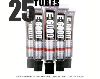 25 Pack of E6000 Jewelry and Craft Adhesive .18 oz Tubes. Annie Howes is an Authorized Distributor of E-6000. Made in USA.