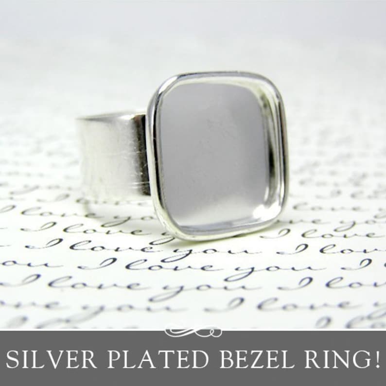 16mm Bezel Ring Setting Glamour FX Glass Available. Adjustable Wide Band