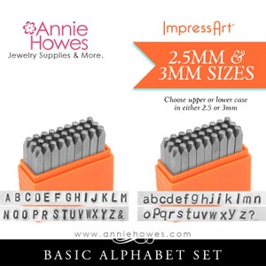 Metal Stamp Alphabet Set. Your Choice of Uppercase or Lowercase set. Impressart Basic San Serif Alphabet Stamp Set - 2.5 LC or 3mm UC sizes