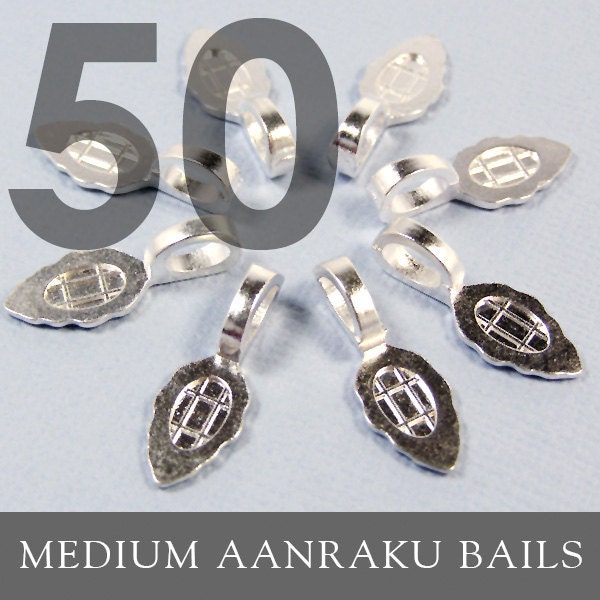 GENUINE AANRAKU Medium size - 50 Sterling Silver Plated Bails - Perfect for Scrabble Tile, Glass and Resin Pendants