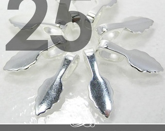 Auténticos engastes Aanraku de gran tamaño: 25 engastes chapados en plata de ley para azulejos de madera y colgantes de vidrio.