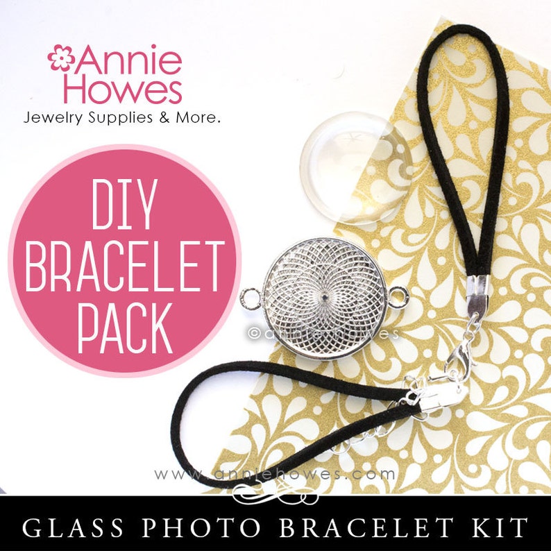 Silver or Antique Silver Make Your Own Photo Bracelet Double Loop Setting Photo Bracelet Combo Pack 25mm