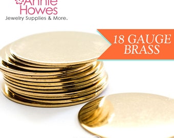 Large Circle Brass Blanks. 1.5 Inch Circle Shape. 18 gauge Solid Brass.