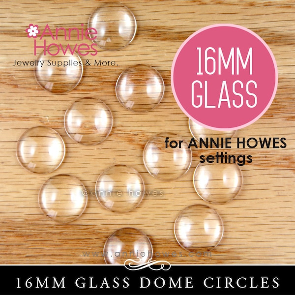 16mm Clear Round Glass Tile Shapes for Pendants and Cufflinks. 25 Pack.