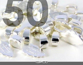 50 Aanraku Silver Plated Bails, Pendant Making Supplies (6x15mm)