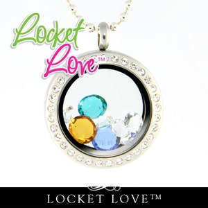 Floating Locket Crystal Framed Memory/Journey Locket Customized with Your Swarovski Crystals Birthstone . Locket Love tm