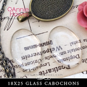18x25 mm Clear Glass Oval Cabochons for Pendants and Fridge Magnets. 25 Pack.
