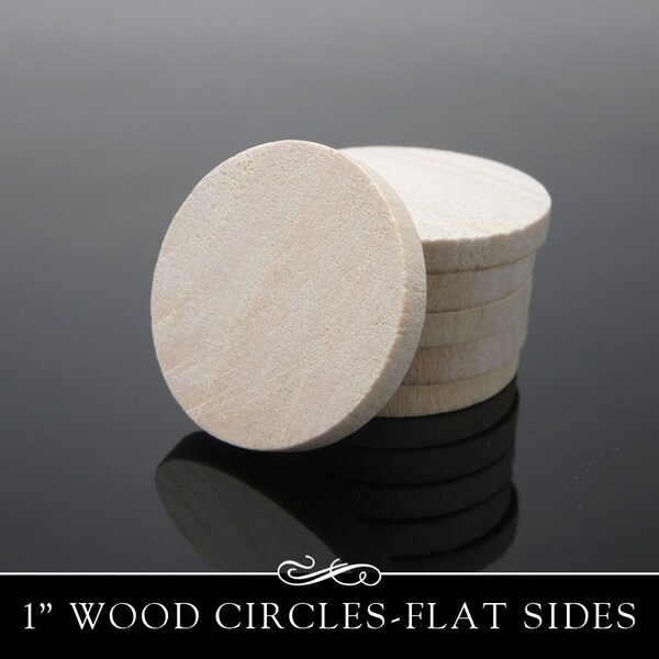 25 Flat Sided 1 Inch Circle Wood Disks for Pendants, Magnets, Scrapbooking, and More. Bulk Lot.