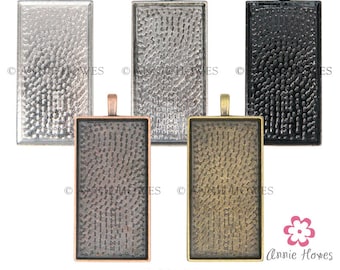 1x2 Inch Rectangle pendant settings blanks. Fits 1x2 Glass. Silver, Copper, Bronze, Silver Options. 25 Pack.