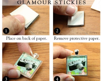 Glamour Stickies: Glass Pendant Adhesive Squares/Circles, 25 Pack