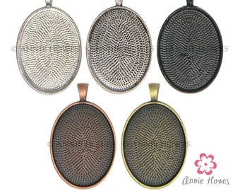 30x40 Oval pendant settings blanks to use with. Silver, Copper, Bronze and Black Options. 25 Pack