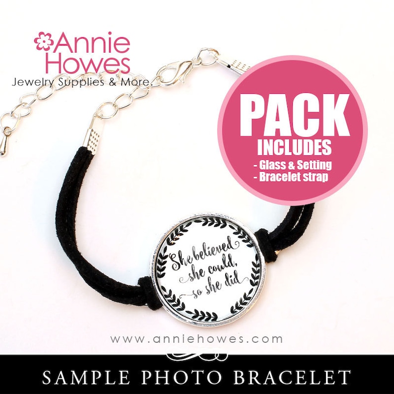 Silver or Antique Silver Make Your Own Photo Bracelet Double Loop Setting Photo Bracelet Combo Pack 25mm