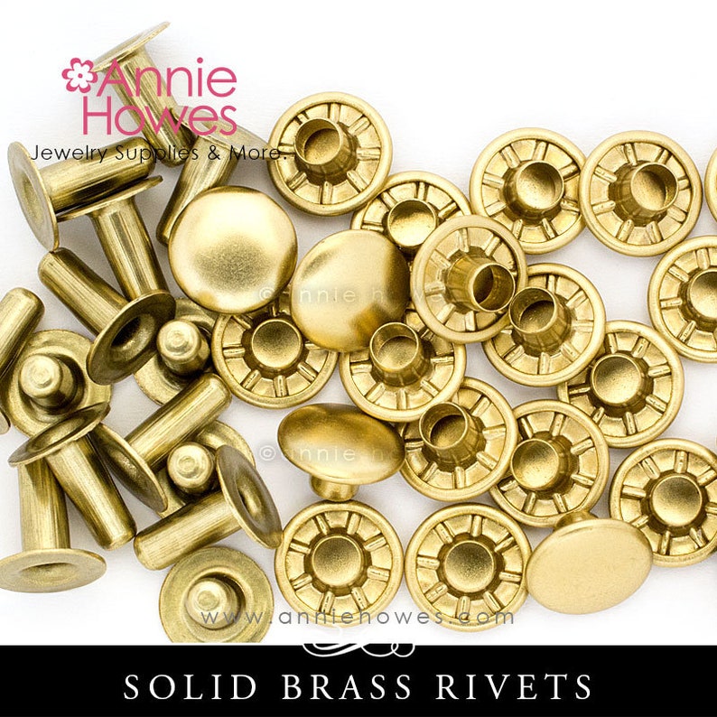 Solid Brass Rivets. 3/8 Medium Size Brass Rivets. 25 or Etsy