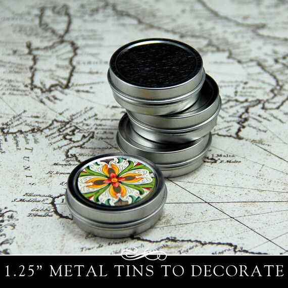 Circle Shape Metal Tins Ready To Decorate 5 Pack 1 2 Ounce Etsy