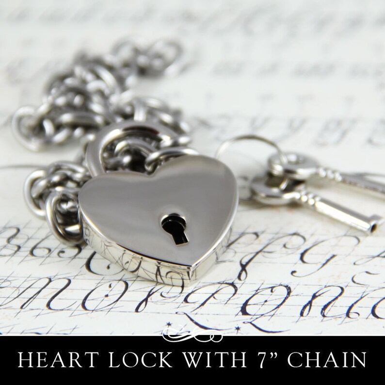 Locking Heart Lock Bracelet With Stainless Chain and Keys. Etsy