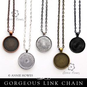 25 Colored Chains with Lobster Clasp. Available in Black, Vintage Copper, Vintage Gold, and Silver. 24"