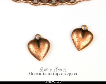 Hearts in Antique Copper for A Touch of Romance. Double Sided. Sold as single.
