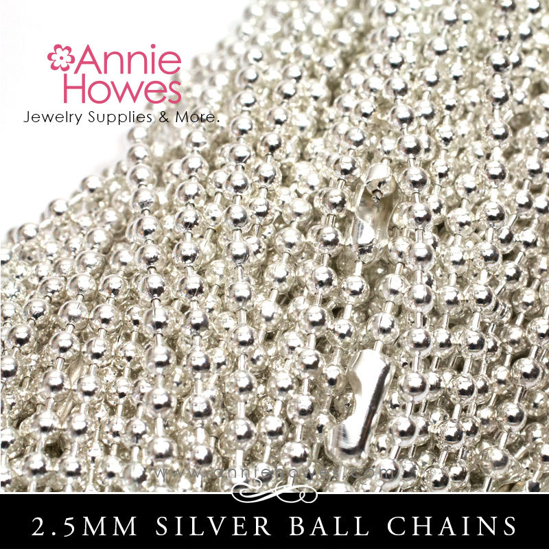 Ball Chain Necklaces 2.5mm Silver or Gunmetal Ball Chains