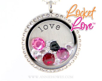 Floating Locket Crystal Framed Memory/Journey Locket Customized with Your Swarovski Crystals Birthstone. Locket Love tm 30mm